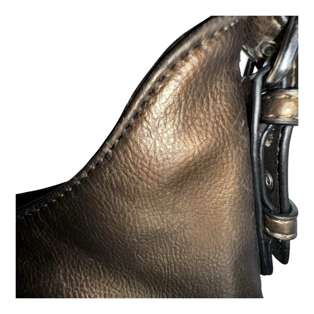Jaclyn Smith Thread Stitch Detail Purse Strap Brown Bronze Faux Leather Bag